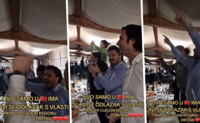 Dritanova oproštajna žurka: S pjesmom otišli s vlasti (VIDEO)