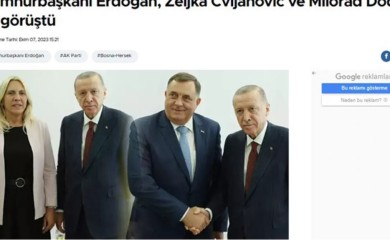 Hurijet o sastanku Dodika i Cvijanovićeve sa Erdoganom