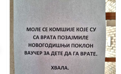 Komšijama ukrali vaučer za dijete, a onda je uslijedila javna molba