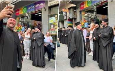 Slučajni susret popova i gej aktivista u centru Beograda i svi djeluju srećno