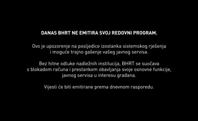 RTV BiH privremeno prekinula emitovanje programa