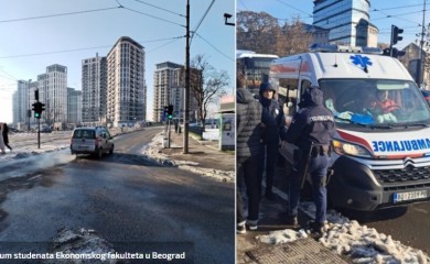 Incident kod Ekonomskog: Autom probila blokadu, nosila studenta na haubi