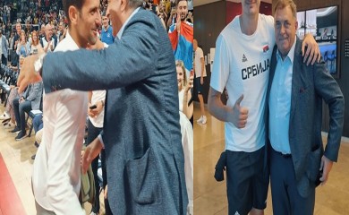 Susret Đokovića, Jokića i Dodika na pobjedonosnoj utakmici