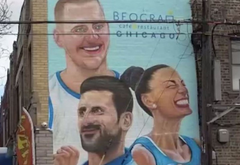 Đoković, Jokić i Vuleta zajedno! Mural sa likovima srpskih sportista osvanuo u Americi