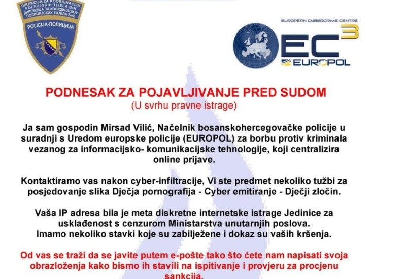 Policija traga za prevarantom: Lažni policijski šef mjesecima uznemirava direktore u BiH