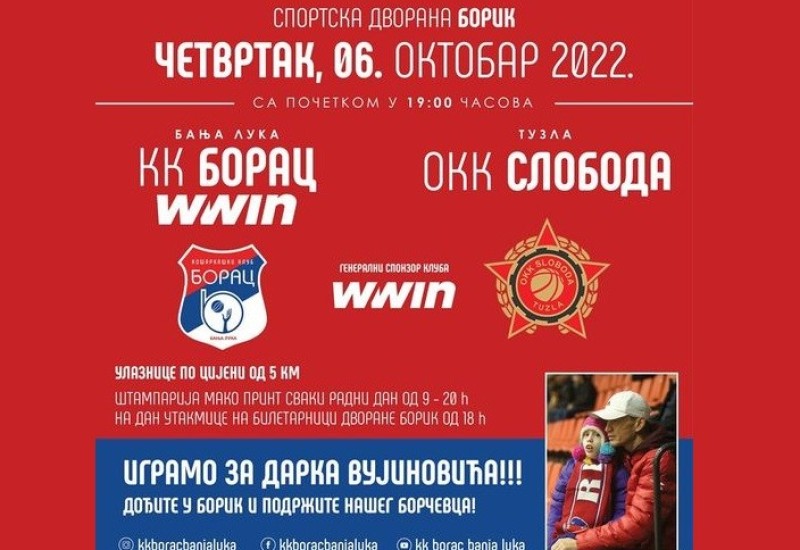 Večeras humanitarni meč u "Boriku", Borac igra za Darka Vujinovića