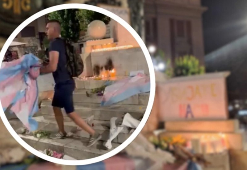 Šutirali i bacali cvijeće i svijeće ostavljene za ubijenu djevojku u centru Beograda (VIDEO)