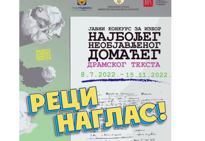 Otvoren konkurs za izbor najboljeg domaćeg dramskog teksta