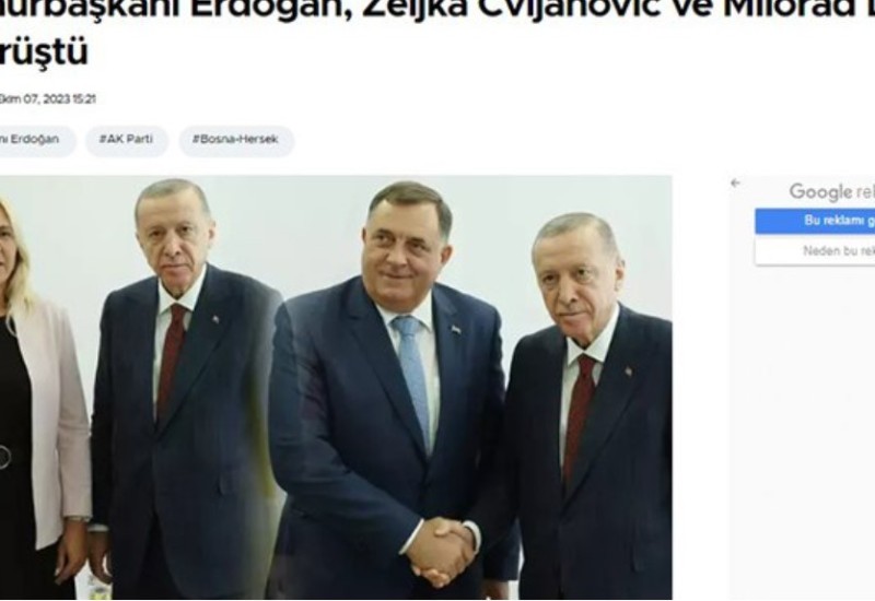 Hurijet o sastanku Dodika i Cvijanovićeve sa Erdoganom