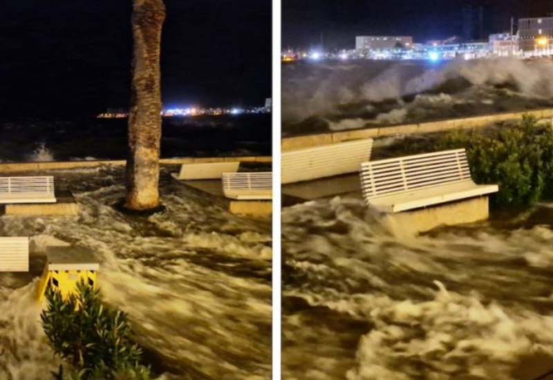 Silovito nevrijeme pogodilo Dalmaciju: Podigao se nivo mora u Splitu (VIDEO)
