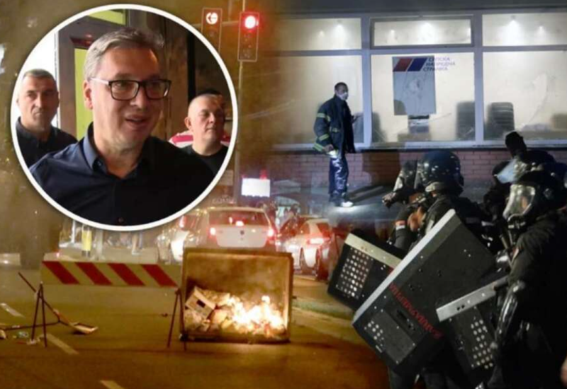 HAOS U BEOGRADU Demolirane prostorije SNS, žandarmerija suzavcem rastjerala demonstrante, građanima se obratio i Vučić